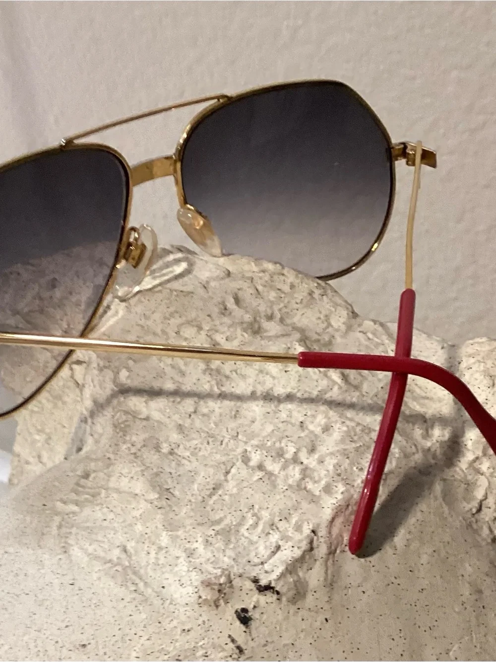 Gold Aviator Sunglasses with Gradient Gray Lenses